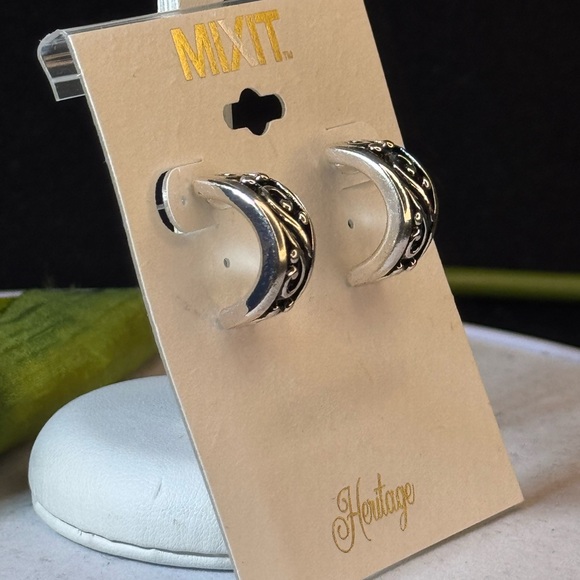 MIXIT Silver Tone Filigree Post Earrings - Picture 3 of 5